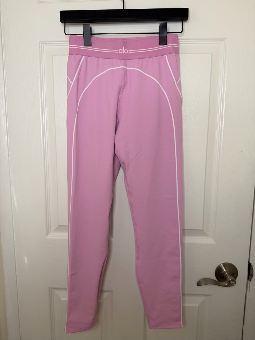 ALO Yoga Pink Leggings with White Trim